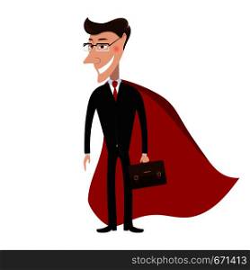 Superman, super hero, super Businessman in a raincoat. Business, success concept. Vector