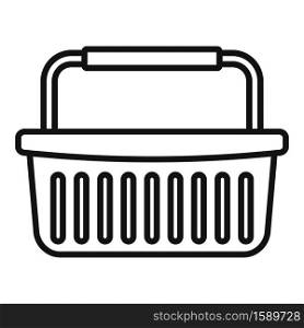 Supermarket basket icon. Outline supermarket basket vector icon for web design isolated on white background. Supermarket basket icon, outline style