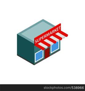 Supermarket building icon in isometric 3d style on a white background. Supermarket building icon, isometric 3d style