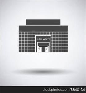 Supermarket building icon on gray background, round shadow. Vector illustration.
