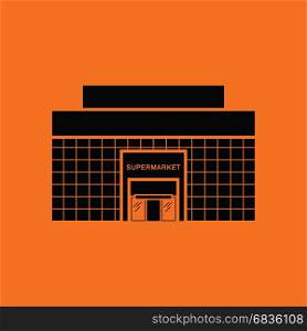 Supermarket building icon. Orange background with black. Vector illustration.