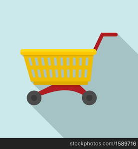 Supermarket cart icon. Flat illustration of supermarket cart vector icon for web design. Supermarket cart icon, flat style