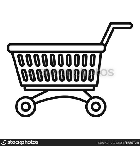 Supermarket cart icon. Outline supermarket cart vector icon for web design isolated on white background. Supermarket cart icon, outline style