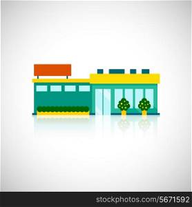 Supermarket icon flat building isolated on white background vector illustration