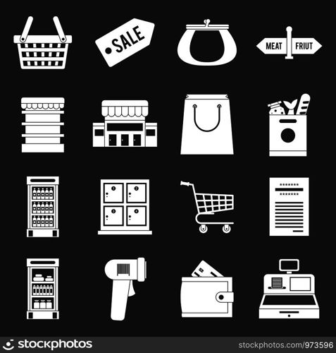 Supermarket icons icons set vector white isolated on grey background . Supermarket icons set grey vector