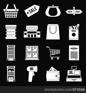 Supermarket icons icons set vector white isolated on grey background . Supermarket icons set grey vector