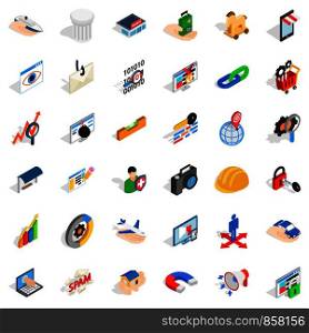 Supermarket icons set. Isometric style of 36 supermarket vector icons for web isolated on white background. Supermarket icons set, isometric style