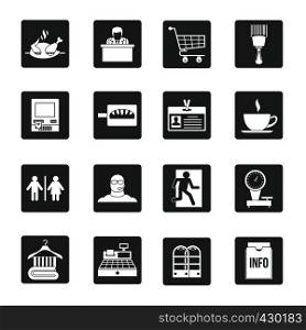 Supermarket navigation icons set. Simple illustration of 16 supermarket navigation vector icons for web. Supermarket navigation icons set, simple style