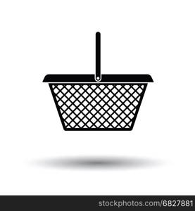 Supermarket shoping basket icon. Black background with white. Vector illustration.