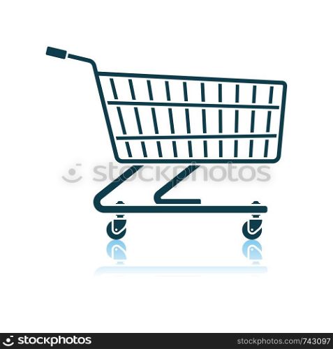 Supermarket Shopping Cart Icon. Shadow Reflection Design. Vector Illustration.