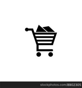 Supermarket Shopping Cart, Trolley with Purchase. Flat Vector Icon illustration. Simple black symbol on white background. Supermarket Shopping Cart sign design template for web and mobile UI element. Supermarket Shopping Cart, Trolley with Purchase. Flat Vector Icon illustration. Simple black symbol on white background. Supermarket Shopping Cart sign design template for web and mobile UI element.
