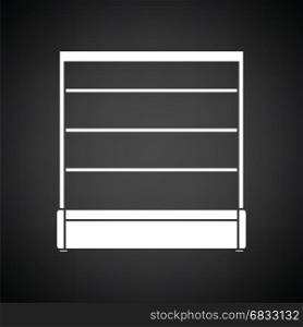 Supermarket showcase icon. Black background with white. Vector illustration.