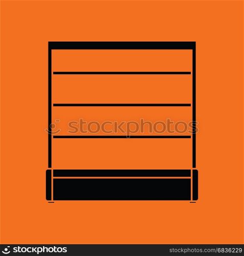 Supermarket showcase icon. Orange background with black. Vector illustration.