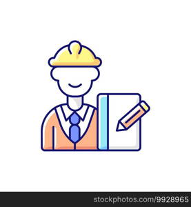 Supervisor RGB color icon. Responsibility for employees productivity and actions. Providing guidance and support. Overseeing and directing project. Manager-like role. Isolated vector illustration. Supervisor RGB color icon