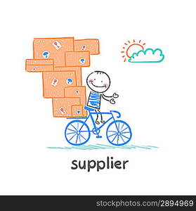 supplier supplier rides a bike with the goods