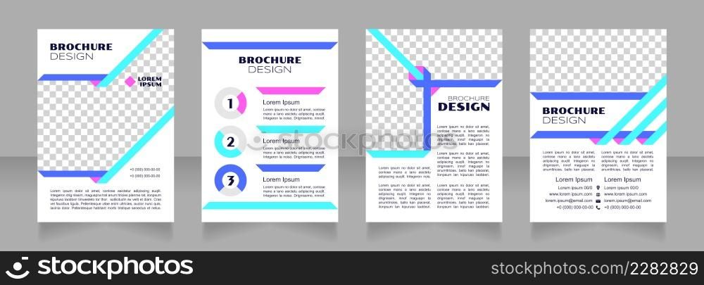 Supply and demand blue blank brochure design. Template set with copy space for text. Premade corporate reports collection. Editable 4 paper pages. Syncopate, Poller One, Arial Regular fonts used. Supply and demand blue blank brochure design