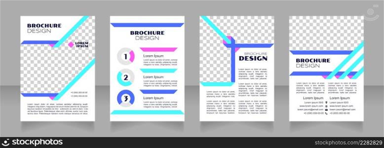 Supply and demand blue blank brochure design. Template set with copy space for text. Premade corporate reports collection. Editable 4 paper pages. Syncopate, Poller One, Arial Regular fonts used. Supply and demand blue blank brochure design