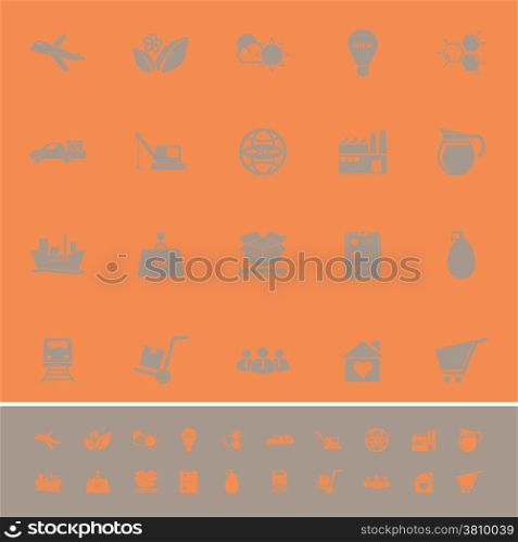 Supply chain and logistic color icons on orange background, stock vector