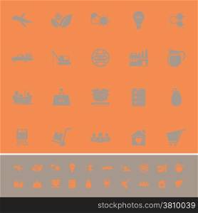 Supply chain and logistic color icons on orange background, stock vector