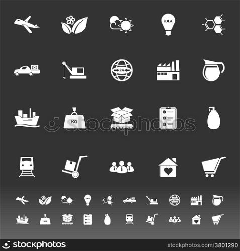 Supply chain and logistic icons on gray background, stock vector