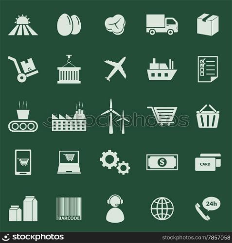 Supply chain color icons on green background, stock vector