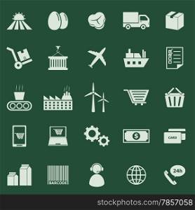 Supply chain color icons on green background, stock vector