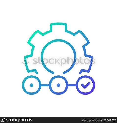 Supply chain gradient linear vector icon. Delivering goods and services. Logistics management. Products transportation. Thin line color symbol. Modern style pictogram. Vector isolated outline drawing. Supply chain gradient linear vector icon