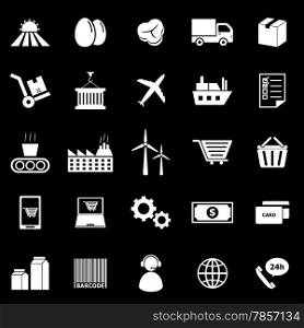 Supply chain icons on black background, stock vector