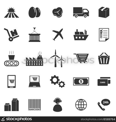 Supply chain icons on white background, stock vector