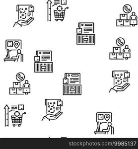 Supply Chain Management System Vector Seamless Pattern Thin Line Illustration. Supply Chain Management System Icons Set Vector