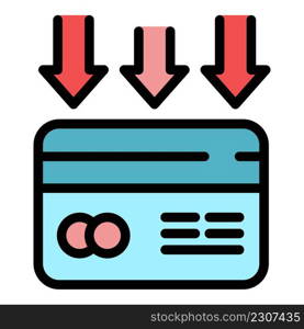 Supply credit card icon. Outline supply credit card vector icon color flat isolated. Supply credit card icon color outline vector