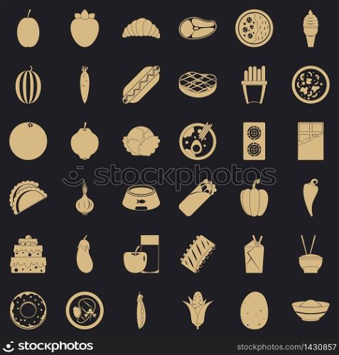 Supply food icons set. Simple set of 36 supply food vector icons for web for any design. Supply food icons set, simple style