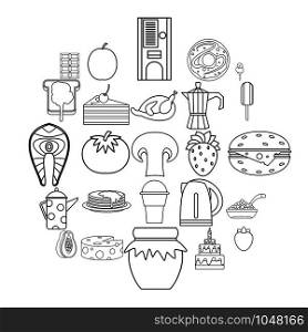 Supply icons set. Outline set of 25 supply vector icons for web isolated on white background. Supply icons set, outline style