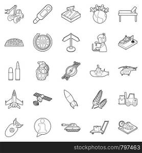 Supply icons set. Outline set of 25 supply vector icons for web isolated on white background. Supply icons set, outline style