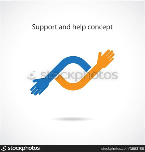 Support and help concept, teamwork hands concept, handshake concept, business ideas .Vector illustration
