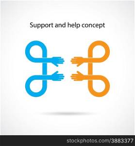 Support and help concept, teamwork hands concept, handshake concept, business ideas .Vector illustration
