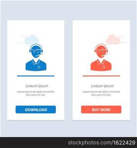 Support, Business, Consulting, Customer, Man, Online Consultant, Service  Blue and Red Download and Buy Now web Widget Card Template