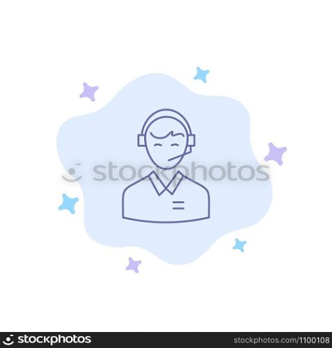 Support, Business, Consulting, Customer, Man, Online Consultant, Service Blue Icon on Abstract Cloud Background
