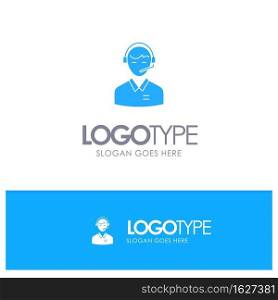 Support, Business, Consulting, Customer, Man, Online Consultant, Service Blue Solid Logo with place for tagline