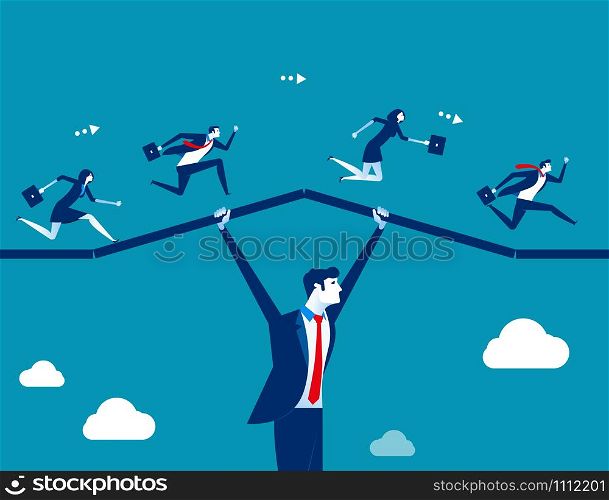 Support business. Teamwork running to success. Concept business vector illustration.. Support business. Teamwork running to success. Concept business vector illustration.