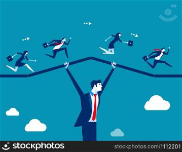 Support business. Teamwork running to success. Concept business vector illustration.. Support business. Teamwork running to success. Concept business vector illustration.