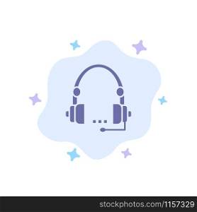 Support, Call, Communication, Contact, Headset, Help, Service Blue Icon on Abstract Cloud Background