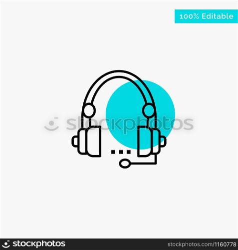 Support, Call, Communication, Contact, Headset, Help, Service turquoise highlight circle point Vector icon