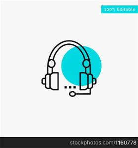 Support, Call, Communication, Contact, Headset, Help, Service turquoise highlight circle point Vector icon
