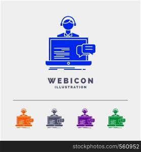support, chat, customer, service, help 5 Color Glyph Web Icon Template isolated on white. Vector illustration. Vector EPS10 Abstract Template background