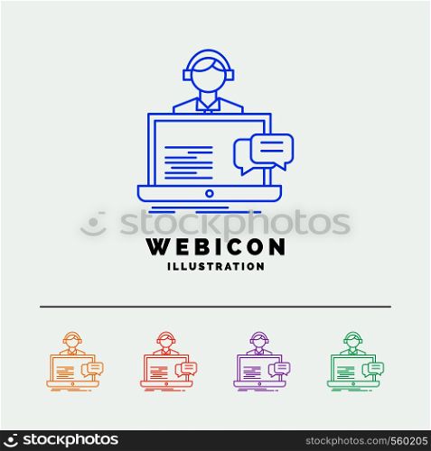 support, chat, customer, service, help 5 Color Line Web Icon Template isolated on white. Vector illustration. Vector EPS10 Abstract Template background