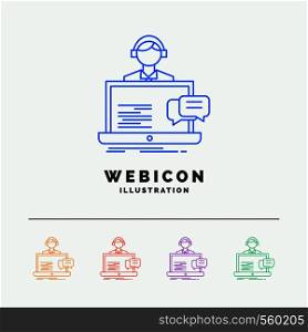 support, chat, customer, service, help 5 Color Line Web Icon Template isolated on white. Vector illustration. Vector EPS10 Abstract Template background