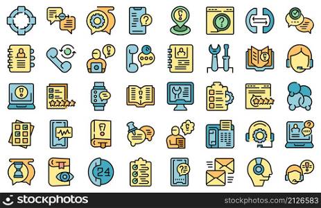 Support chat icons set outline vector. Call center. Phone assist. Support chat icons set vector flat