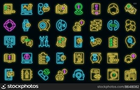 Support chat icons set outline vector. Call center. Phone assist. Support chat icons set vector neon