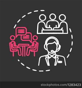Support groups chalk RGB color chalk RGB color concept icon. Help team. Psychological assistance organization. Therapeutic assistance idea. Vector isolated chalkboard illustration on black background
